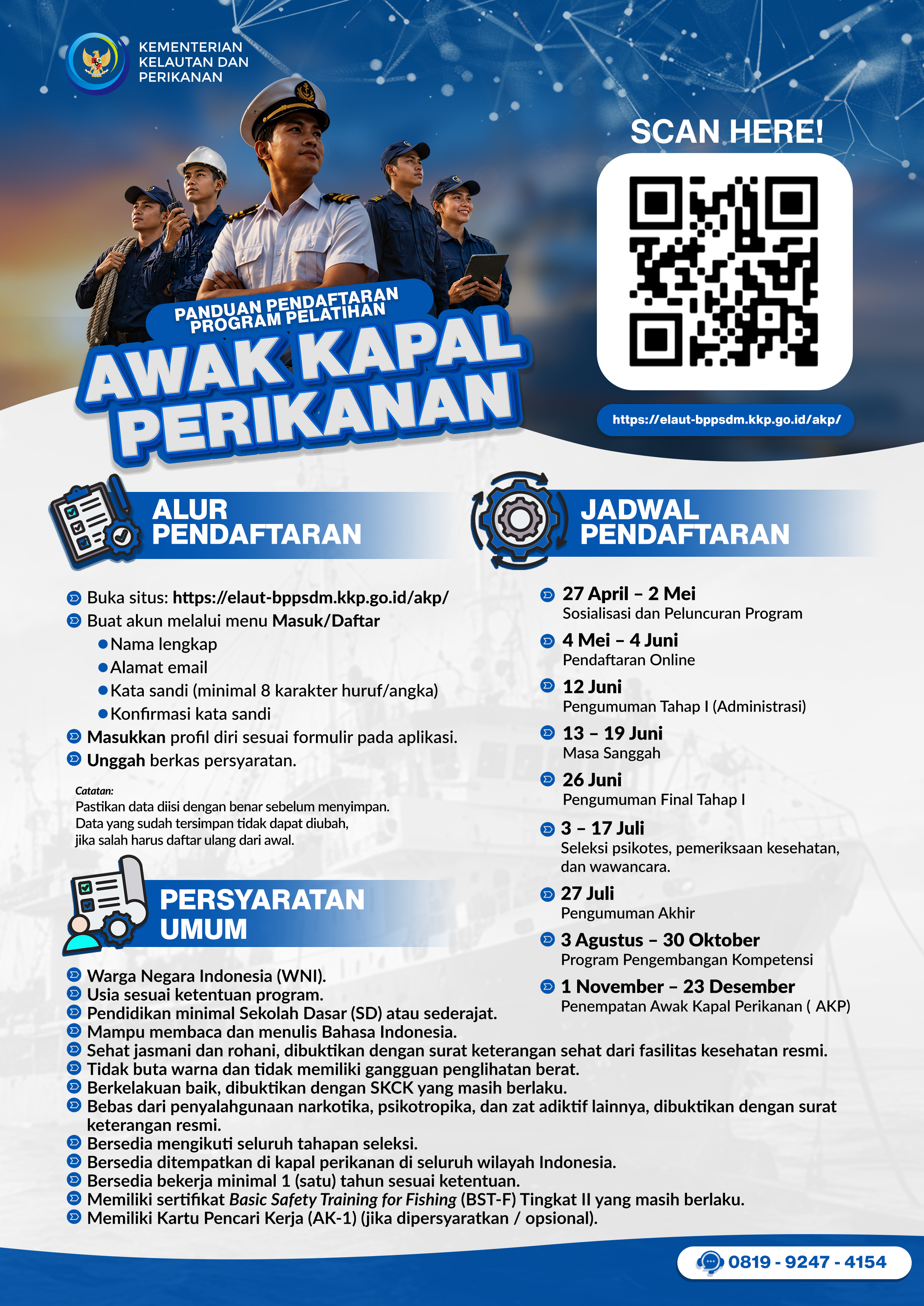 Dibuka Rekrutmen Awak Kapal Perikanan (AKP) Tahun 2026