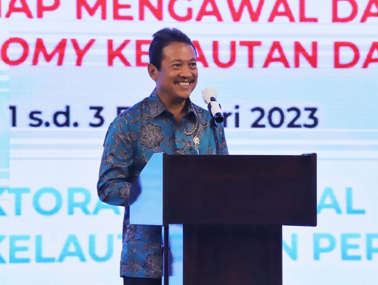 Menteri Kelautan dan Perikanan Sakti Wahyu Trenggono membuka Rapat Kerja Pengawasan (Rakerwas) 2023 lingkup Kementerian Kelautan dan Perikanan di Bogor, Jawa Barat