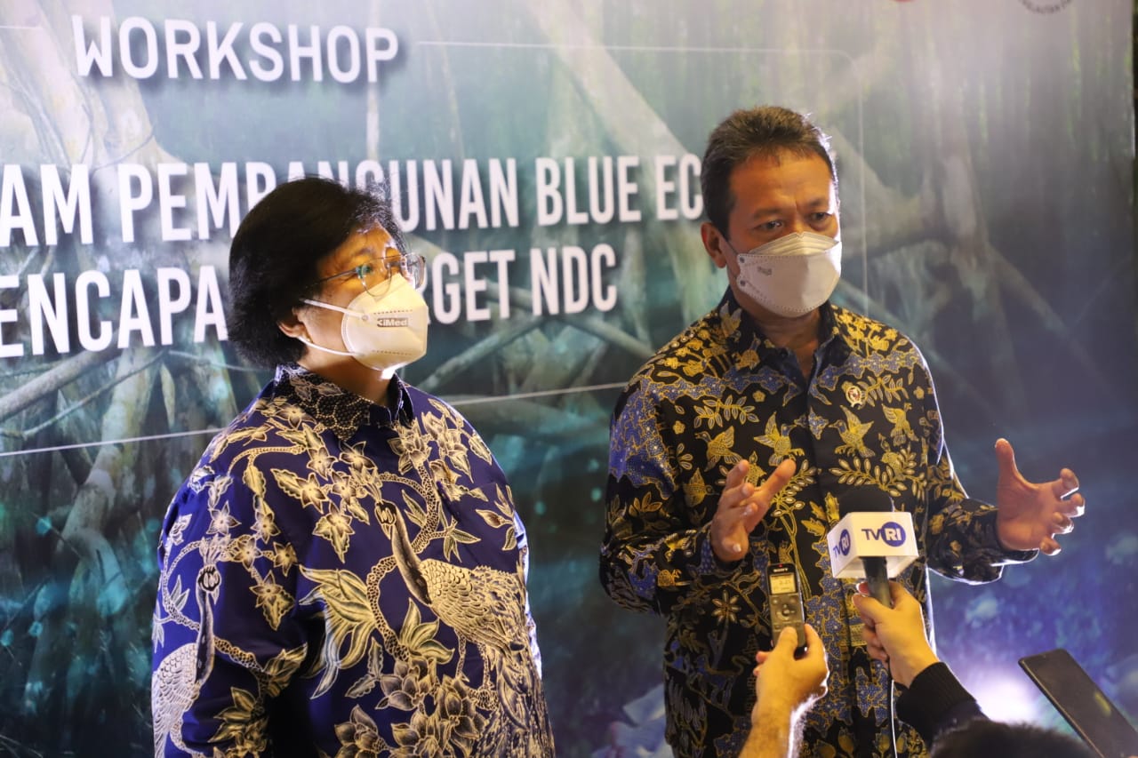 Menghadiri Workshop Blue Carbon dalam Pembangunan Blue Economy dan Pencapaian Target NDC di Kantor KLHK, Jakarta (18/4/22)