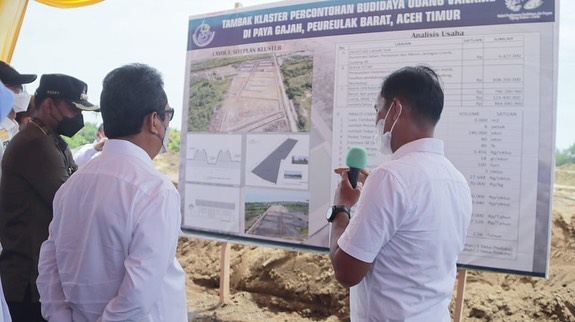 Kunjungan Kerja Menteri di Klaster Tambak Udang Vaname Kabupaten Aceh Timur (7/9/21)